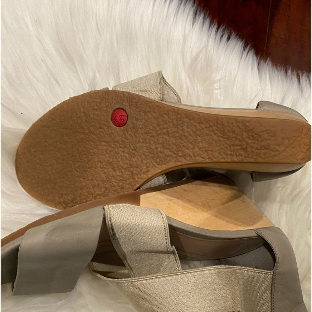 Camper Gray Crisscross Wood Wedge Heels Size 9 - Picture 8 of 9